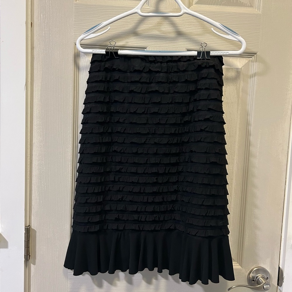 Connected Apparel A-Line Black Frilly Layered Raffled skirt